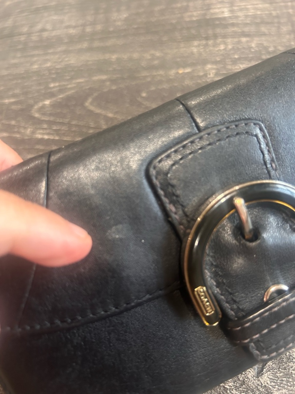 Coach Black SoHo Enamel Buckle Trifold Wallet - Picture 13 of 14